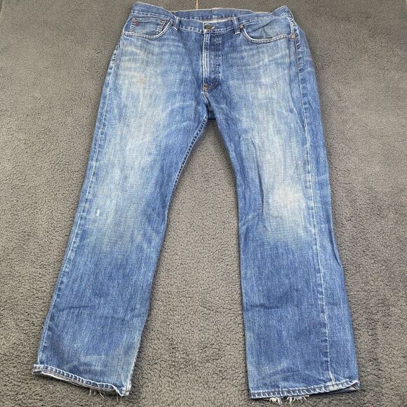 Polo Ralph Lauren Jeans Men 36x30 Faded Blue Vintage 67 Straight Cotton Wide Y2K - Picture 1 of 14